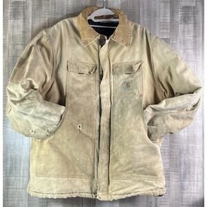 Vtg Carhartt Jacket Mens XL Brown Duck Canvas Quilt Lined Barn Chore Coat USA